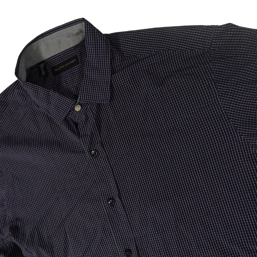 Ralph Lauren Check Button Up Long Sleeve Blue Shirt Men's XL